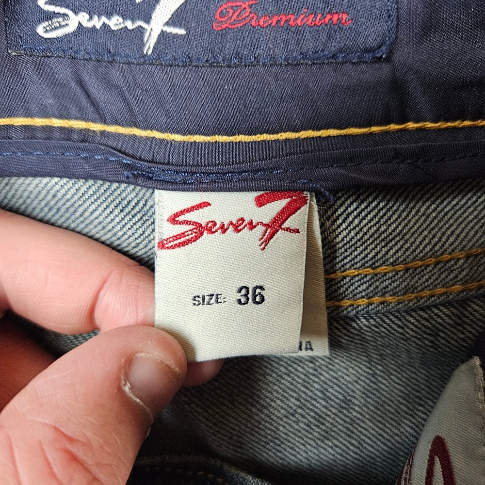 Seven7 Premium Mens Blue Medium Wash Straight Leg Jeans Size 36x32 - Picture 7 of 10